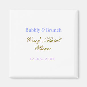 Bubbly and brunch bridal shower name date purple g magnet