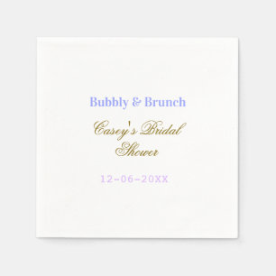 Bubbly and brunch bridal shower name date purple g napkin