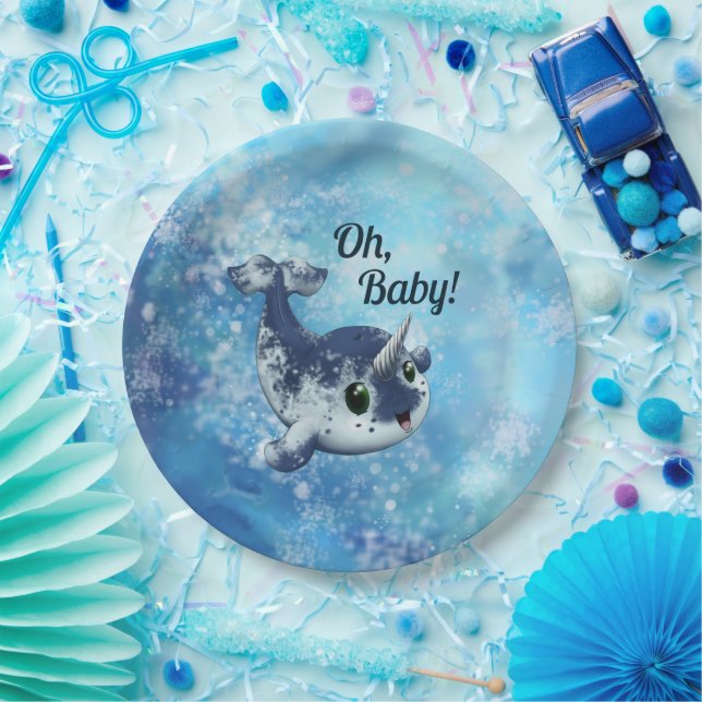 Bubbly Baby Narwhal Paper Plate (Party)