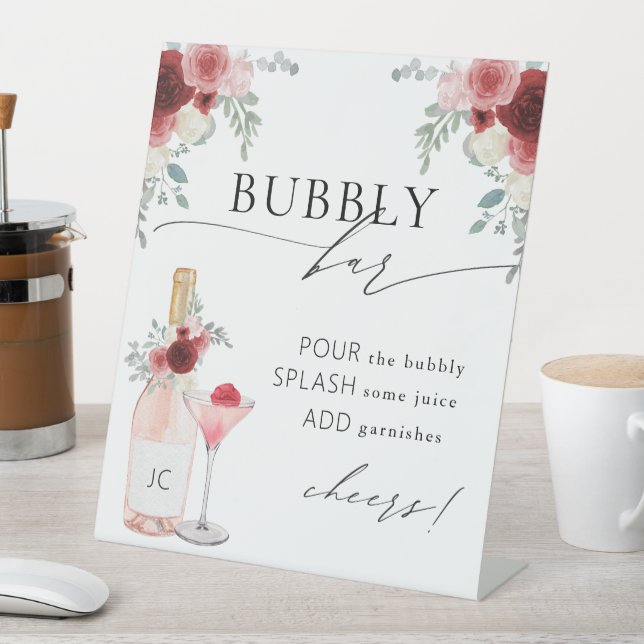 Bubbly Bar Bridal Shower Pedestal Sign (In SItu)