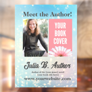 Bubbly Blue Custom Author Book Signing Window Cling
