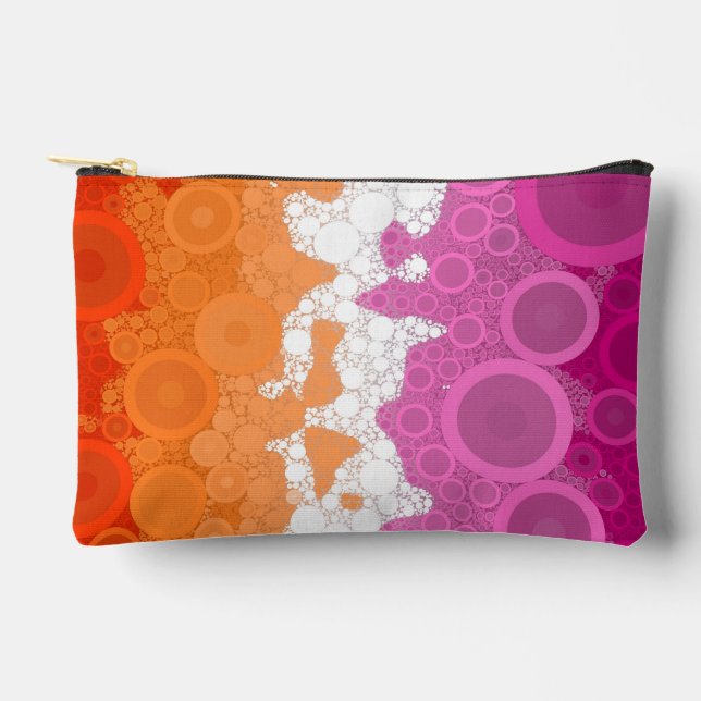 Bubbly Bohemian Groovy Abstract Lesbian Pride Flag Accessory Pouch (Front)