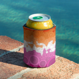 Bubbly Bohemian Groovy Abstract Lesbian Pride Flag Can Cooler
