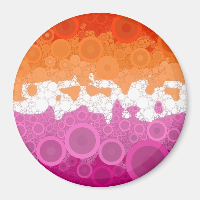Bubbly Bohemian Groovy Abstract Lesbian Pride Flag Magnet (Front)