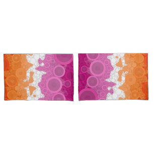 Bubbly Bohemian Groovy Abstract Lesbian Pride Flag Pillowcase