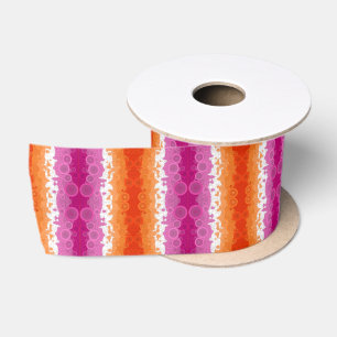 Bubbly Bohemian Groovy Abstract Lesbian Pride Flag Satin Ribbon