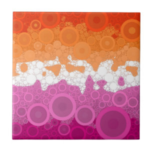 Bubbly Bohemian Groovy Abstract Lesbian Pride Flag Tile