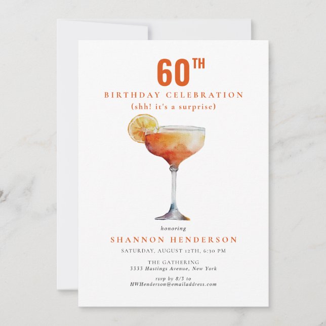 Bubbly Boire 60e Anniversaire Fête Invitation (Devant)