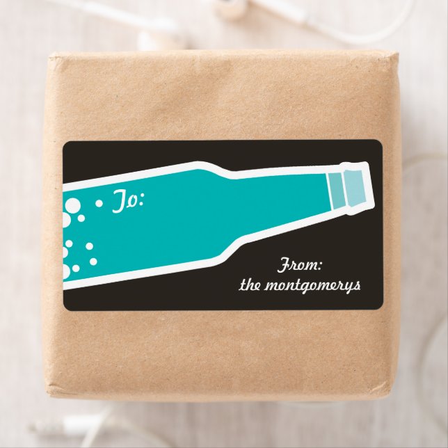 Bubbly Bottle New Year Holiday Gift Tag Sticker (Insitu)