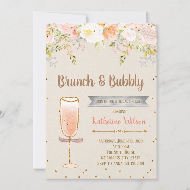 Bubbly bridal shower party invitation (Front)