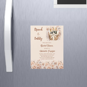 Bubbly brunch beige peach roses Bridal Shower Magnetic Invitation