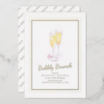 Bubbly brunch champagne bubbles event 40th<br><div class="desc">Bubbly brunch champagne bubbles 40th birthday or other event gold foil invitations. Simple elegant two painted golden sparkling champagne glasses art bubbly brunch birthday or honouring event design. Ideal for a champagne birthday bunch or to celebrate some special event with some bubbly. Personalize with your own birthday or event details....</div>