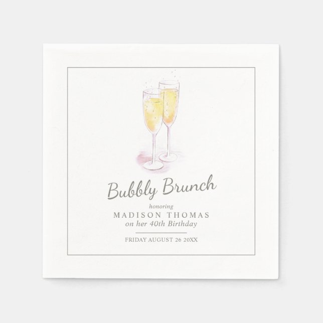 Bubbly brunch champagne bubbles event napkins (Front)