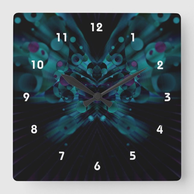 Bubbly Butterfly Square Wall Clock (Front)