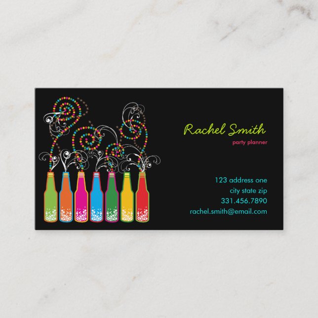 Bubbly Celebrations! Party Planner Profile Card / (Front)