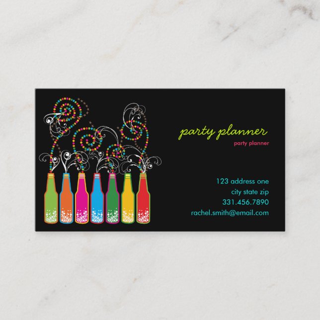 Bubbly Celebrations! Party Planner Profile Card / (Front)