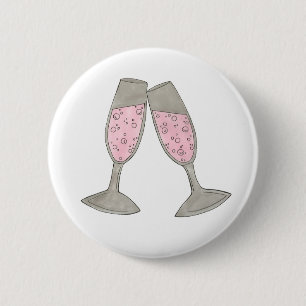 Bubbly Champagne Glass Cheers Bride Wedding Party 2 Inch Round Button