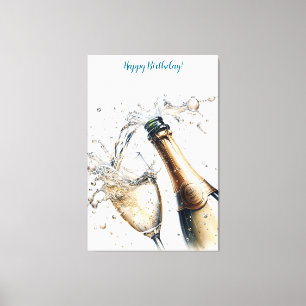 Bubbly champagne Happy Birthday Canvas Print