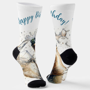 Bubbly champagne Happy Birthday Socks