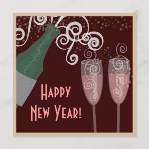 Bubbly Champagne New Years Eve Party Invitation