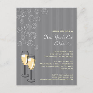 Bubbly Champagne New Years Invitation