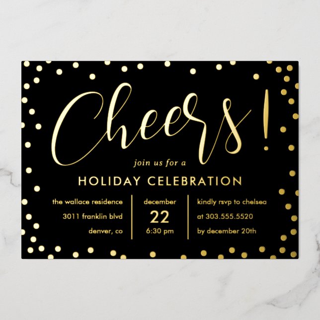 Bubbly Cheer Foil Fête Invitation (Recto)