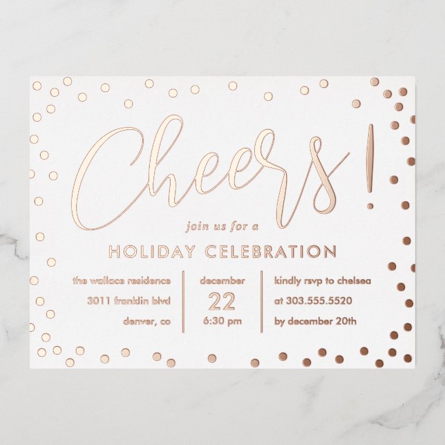 Bubbly Cheer Foil Holiday Invitation Carte postale (Recto)