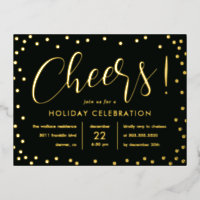 Bubbly Cheer Foil Holiday Invitation Carte postale