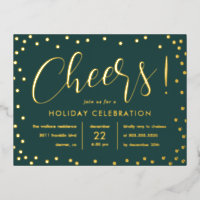 Bubbly Cheer Foil Holiday Invitation Postcard
