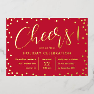 Bubbly Cheer Foil Holiday Party Invitation