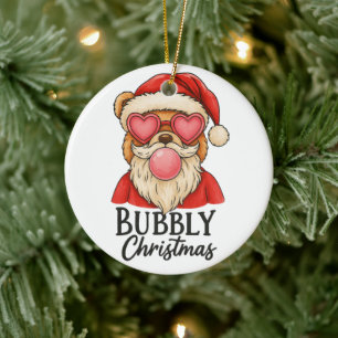 Bubbly Christmas Bear Ceramic Ornament
