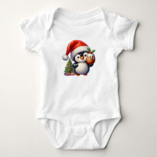 Bubbly Christmas Penguin Baby Bodysuit