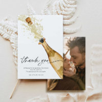 Bubbly Couples Engagement Photo Thank You Card