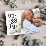 Bubbly Date | Photo Save the Date Card<br><div class="desc">Chic photo save the date cards feature your favourite horizontal or landscape oriented engagement photo with a white gradient on the left side, displaying your wedding date in charcoal grey with a unique uneven alignment for a modern look. Personalize with your names, "save the date" and wedding location beneath. Cards...</div>