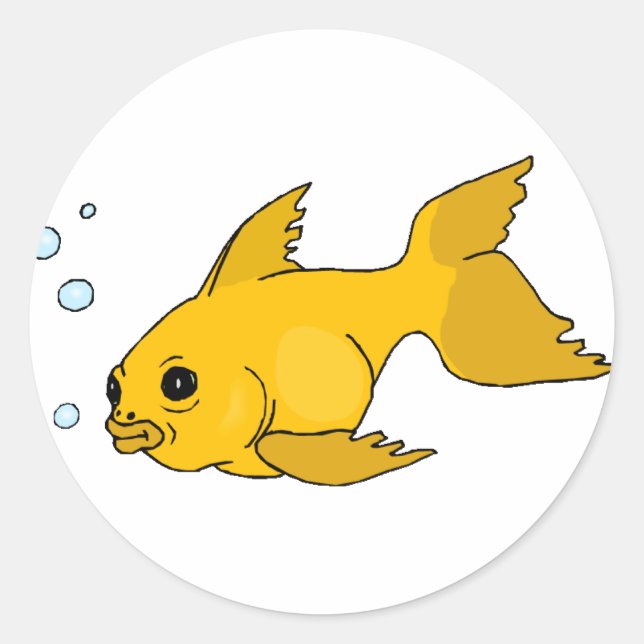 Bubbly Goldfish Classic Round Sticker (Front)