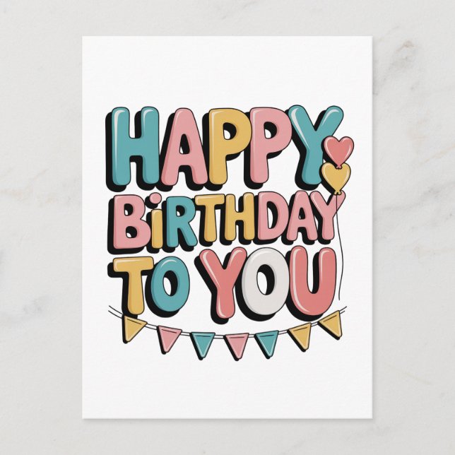 Bubbly Happy Birthday Invitation Postcard (Front)
