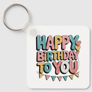 Bubbly Happy Birthday Keychain