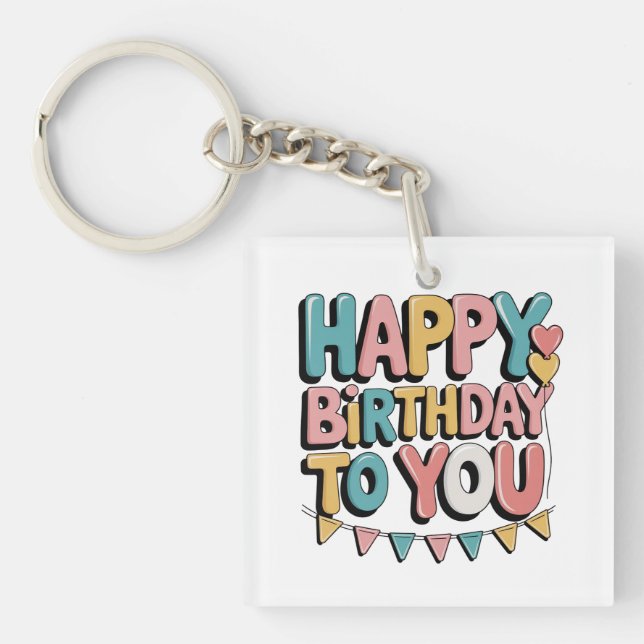 Bubbly Happy Birthday Keychain (Front)