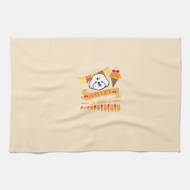 bubbly loves ice cream kitchen towel (Horizontal)