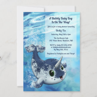 Bubbly Narwhal Baby Shower Invitation