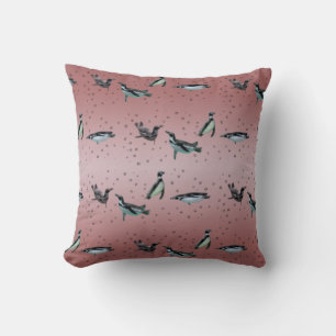 Bubbly Penguins Pillow (Dusty Pink Mix)