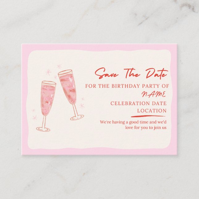 Bubbly Pink Birthday Invitation (Front)