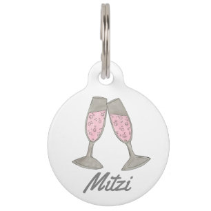 Bubbly Pink Champagne Toast Cheers Bridal Shower Pet Tag