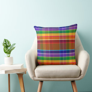 Bubbly Plaid AB Throw Pillow