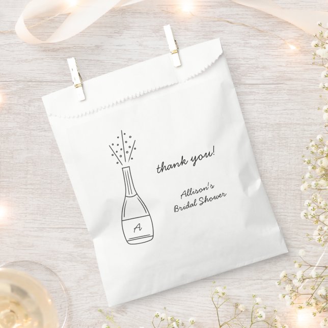 Bubbly Popping Champagne Bottle Bridal Shower Favour Bag (Clipped)