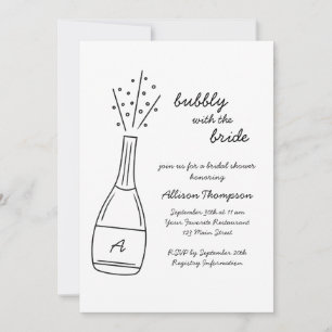 Bubbly Popping Champagne Bottle Bridal Shower Invitation