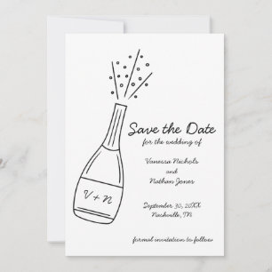 Bubbly Popping Champagne Bottle Save the Date Invitation