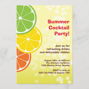 Bubbly refreshing drink citrus slice summer party invitation