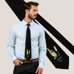 Bubbly Tie<br><div class="desc">Open sparkling wine bottle with filled glass. Custom background colour. Custom text.</div>