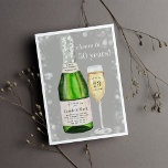 Bubbly Toast | Any Year Anniversary Party Invitation<br><div class="desc">Unique wedding anniversary party invitations feature an illustrated champagne bottle and flute glass with your milestone anniversary celebration details on the bottle label and champagne glass. Customize for any anniversary; example shown for a 50th anniversary with "cheers to 50 years."</div>